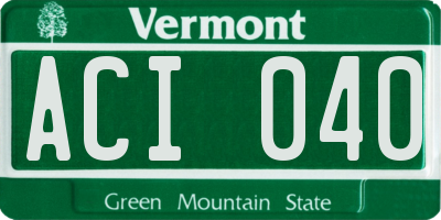 VT license plate ACI040