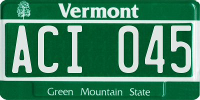VT license plate ACI045