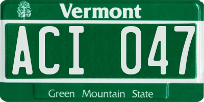 VT license plate ACI047