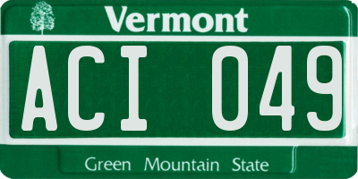 VT license plate ACI049