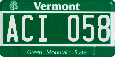 VT license plate ACI058