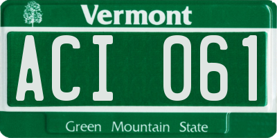 VT license plate ACI061