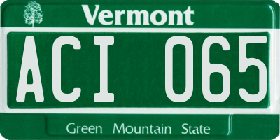 VT license plate ACI065