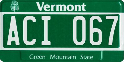 VT license plate ACI067