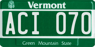 VT license plate ACI070