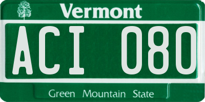 VT license plate ACI080