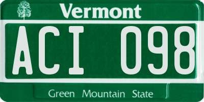 VT license plate ACI098