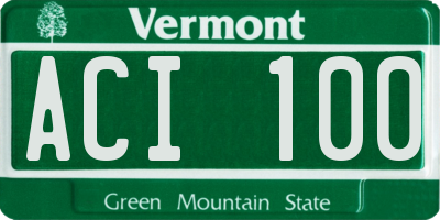 VT license plate ACI100