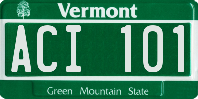 VT license plate ACI101