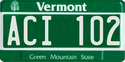 VT license plate ACI102