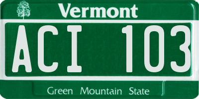 VT license plate ACI103