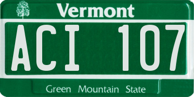 VT license plate ACI107