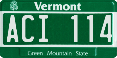 VT license plate ACI114