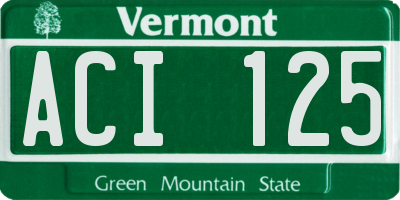 VT license plate ACI125