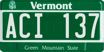 VT license plate ACI137