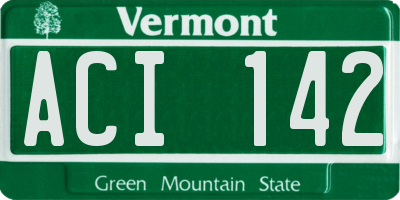 VT license plate ACI142