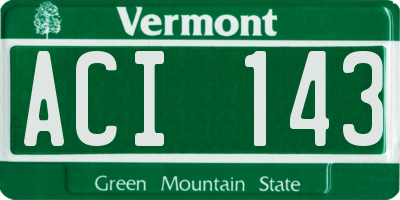 VT license plate ACI143