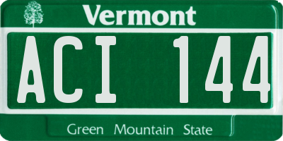 VT license plate ACI144