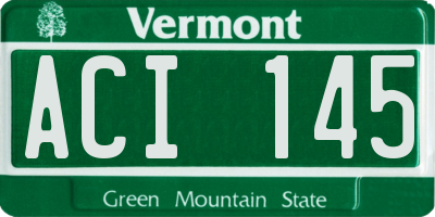 VT license plate ACI145
