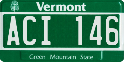 VT license plate ACI146