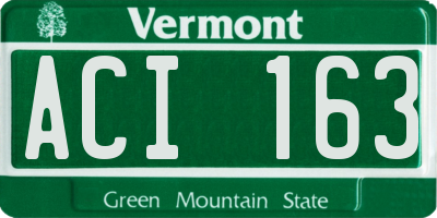 VT license plate ACI163