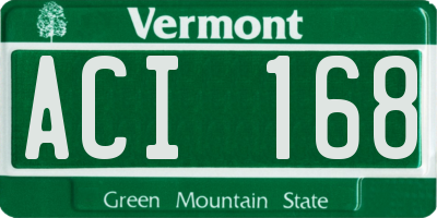 VT license plate ACI168