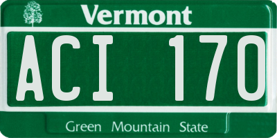 VT license plate ACI170