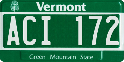 VT license plate ACI172