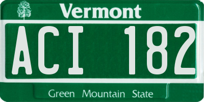VT license plate ACI182
