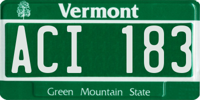VT license plate ACI183