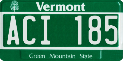 VT license plate ACI185