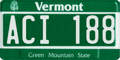 VT license plate ACI188