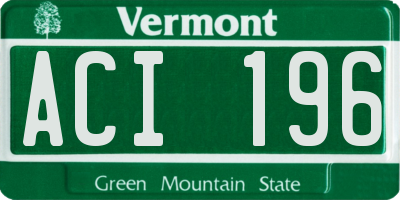 VT license plate ACI196