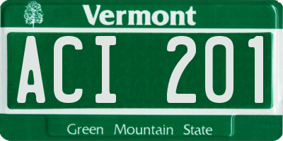 VT license plate ACI201