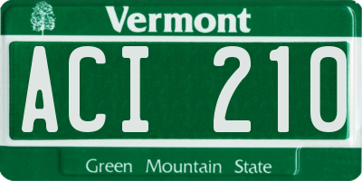 VT license plate ACI210