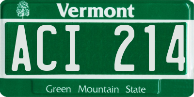 VT license plate ACI214