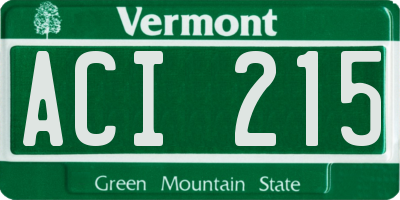 VT license plate ACI215