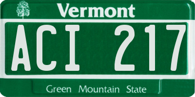 VT license plate ACI217