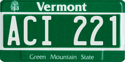 VT license plate ACI221