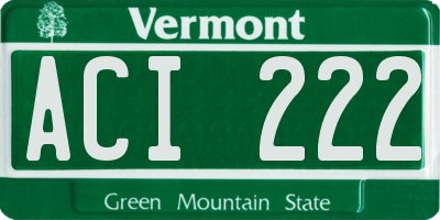 VT license plate ACI222