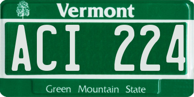 VT license plate ACI224