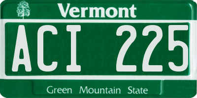 VT license plate ACI225