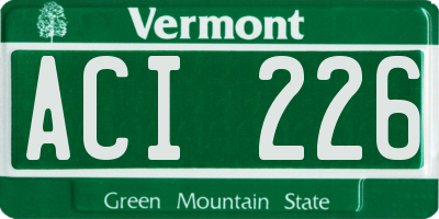 VT license plate ACI226