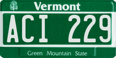 VT license plate ACI229