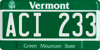 VT license plate ACI233