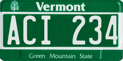 VT license plate ACI234