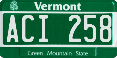 VT license plate ACI258