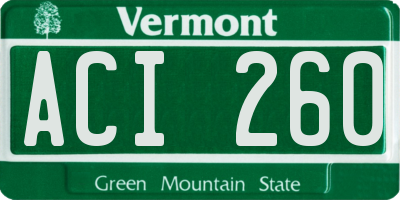 VT license plate ACI260