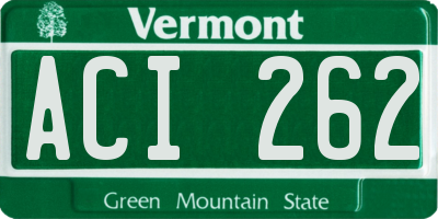 VT license plate ACI262