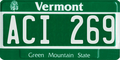 VT license plate ACI269